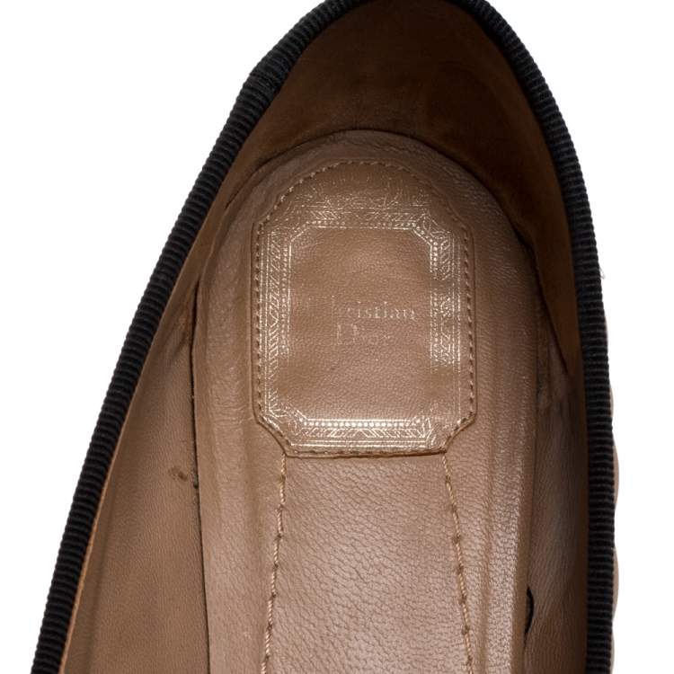Pre Owned Christian Dior Beige Quilted Cannage Leather My Dior Ballet Flats Size 40.5