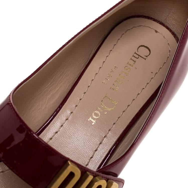 Pre Owned Dior Dark Red Patent Leather Baby-D Mary Jane Pumps Size 36