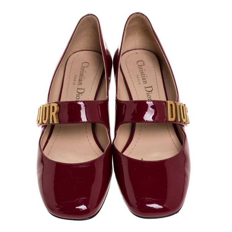 Pre Owned Dior Dark Red Patent Leather Baby-D Mary Jane Pumps Size 36