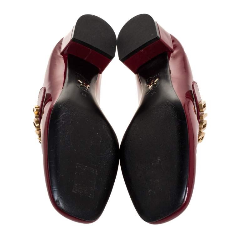 Pre Owned Dior Dark Red Patent Leather Baby-D Mary Jane Pumps Size 36