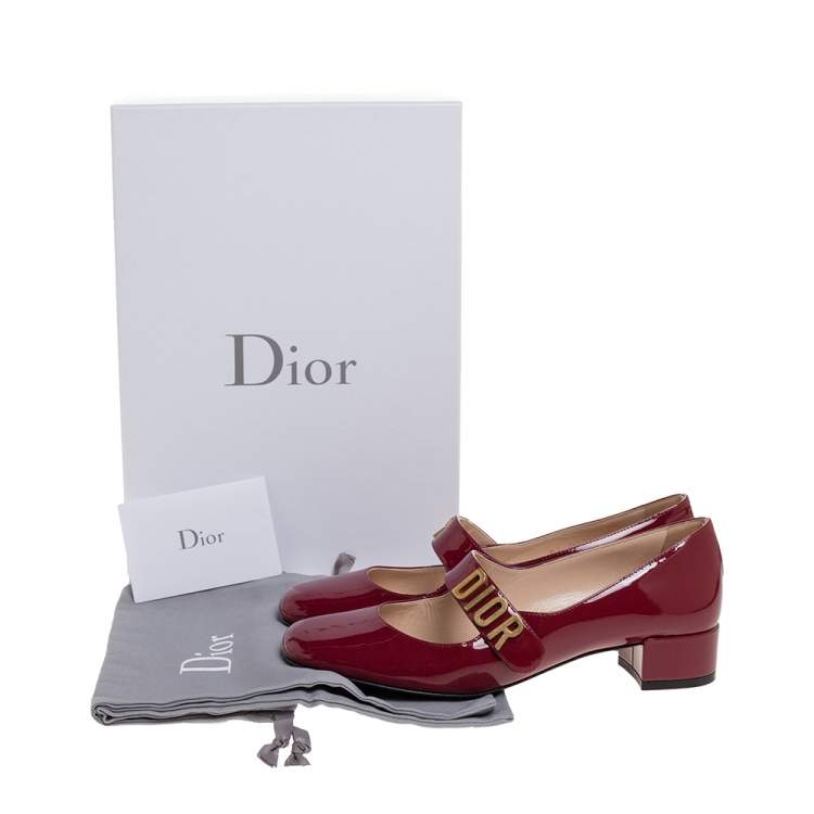 Pre Owned Dior Dark Red Patent Leather Baby-D Mary Jane Pumps Size 36