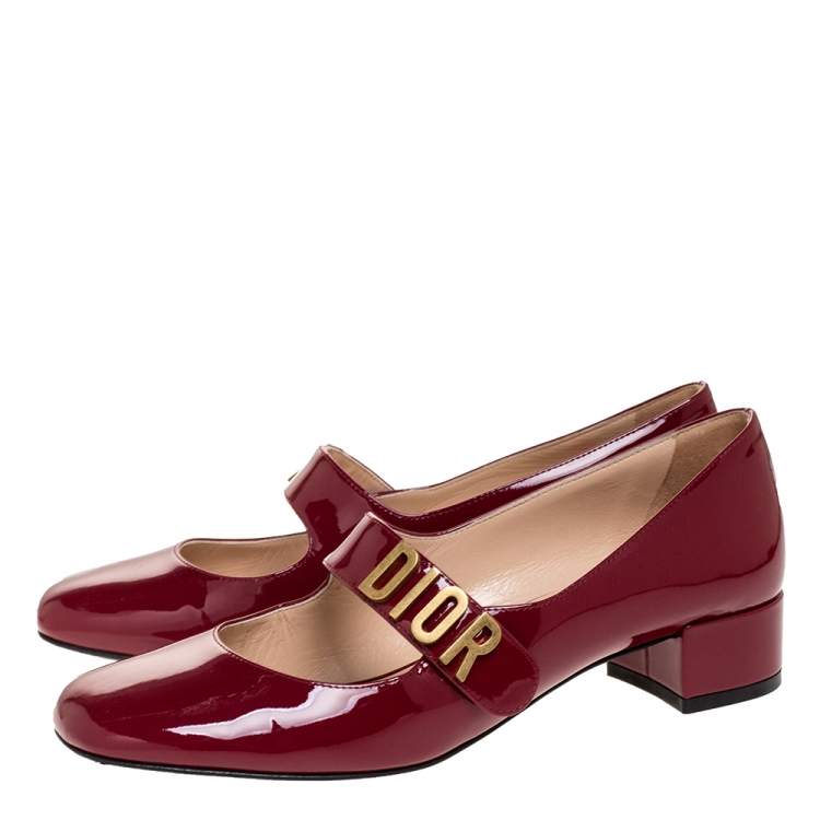Pre Owned Dior Dark Red Patent Leather Baby-D Mary Jane Pumps Size 36