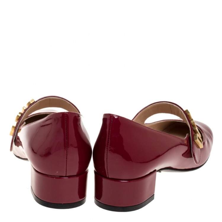 Pre Owned Dior Dark Red Patent Leather Baby-D Mary Jane Pumps Size 36
