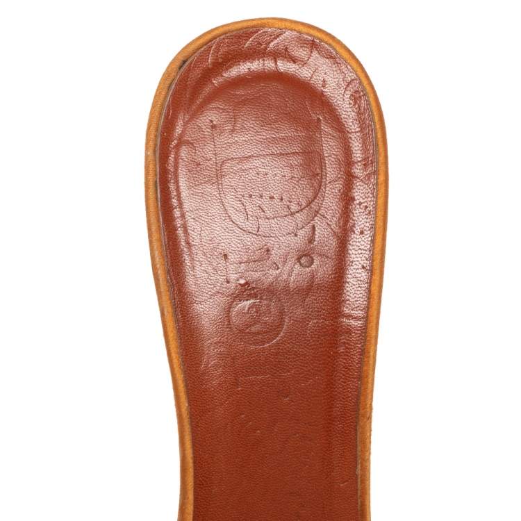 Pre Owned Dior Orange Satin Buckle Detail Mule Sandals Size 38