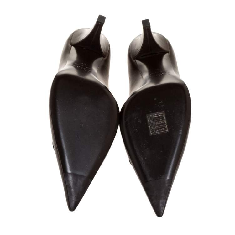 Pre Owned Dior Brown Leather C&D Charm Pointed Toe Pumps Size 39