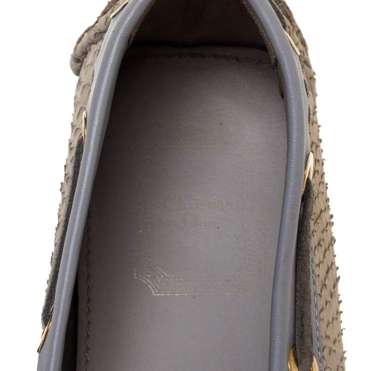 Pre Owned Dior Purple/Cream Python CD Logo Loafers Size 38