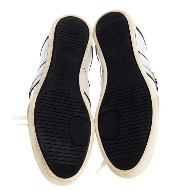 Pre Owned Dior Tri Color Leather and Suede Lace Up Sneakers Size 38.5