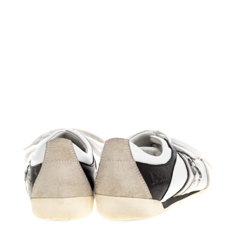 Pre Owned Dior Tri Color Leather and Suede Lace Up Sneakers Size 38.5