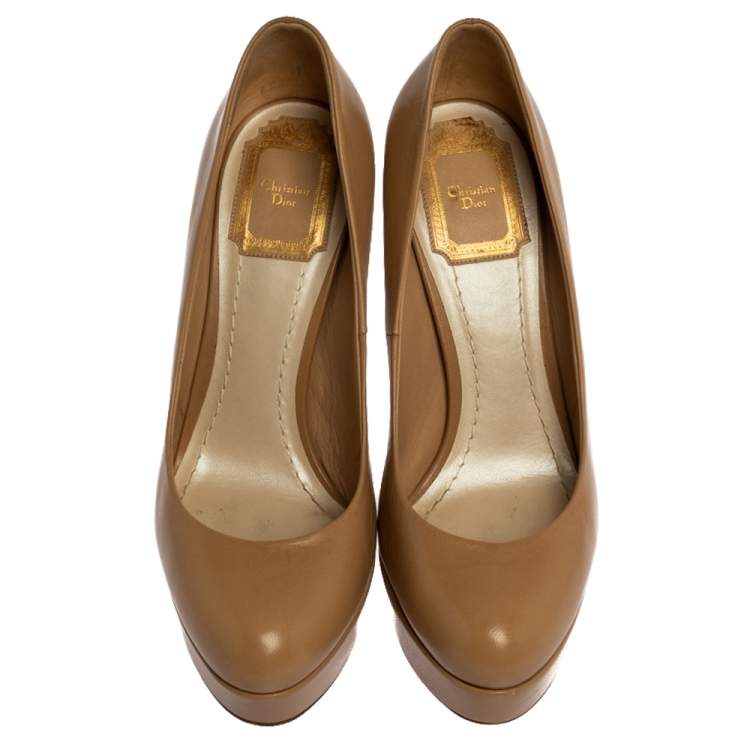 Pre Owned Dior Beige Leather Platform Pumps 37