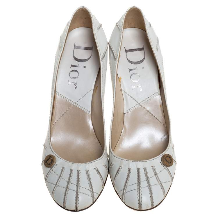Pre Owned Dior White Leather Pumps Size 36
