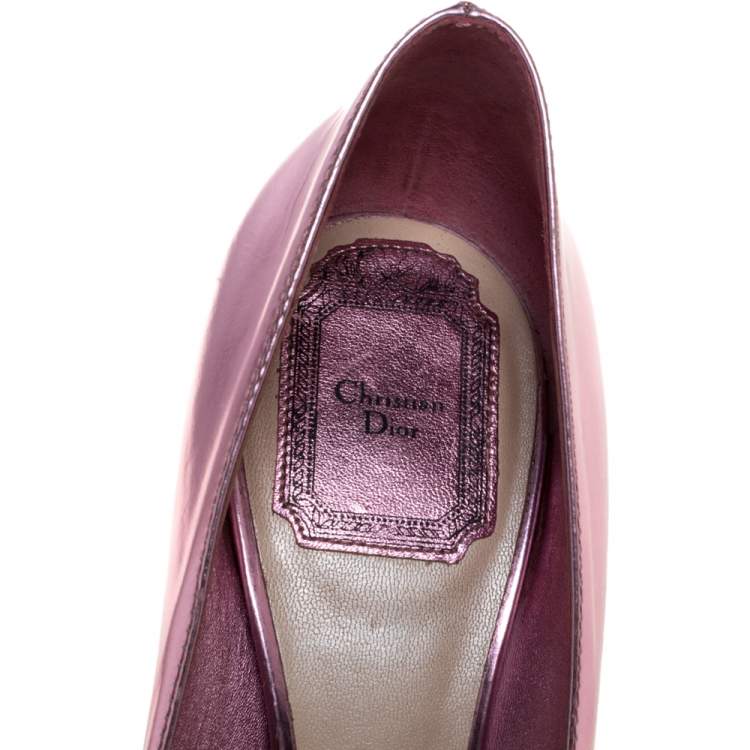 Pre Owned Dior Pink Metallic Leather Cherie Pointed Toe Pumps Size 38.5