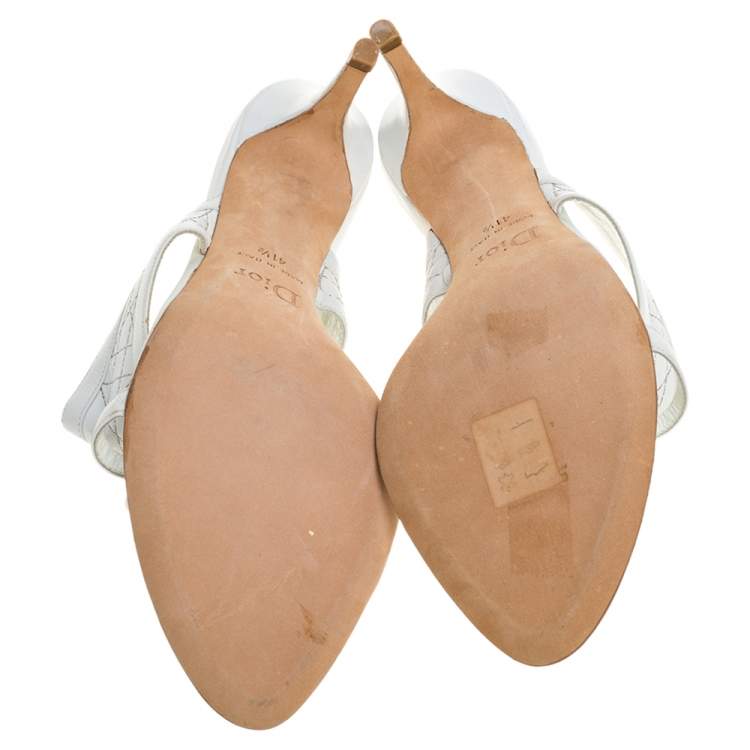 Pre Owned Dior White Cannage Leather Slide Sandals Size 41.5