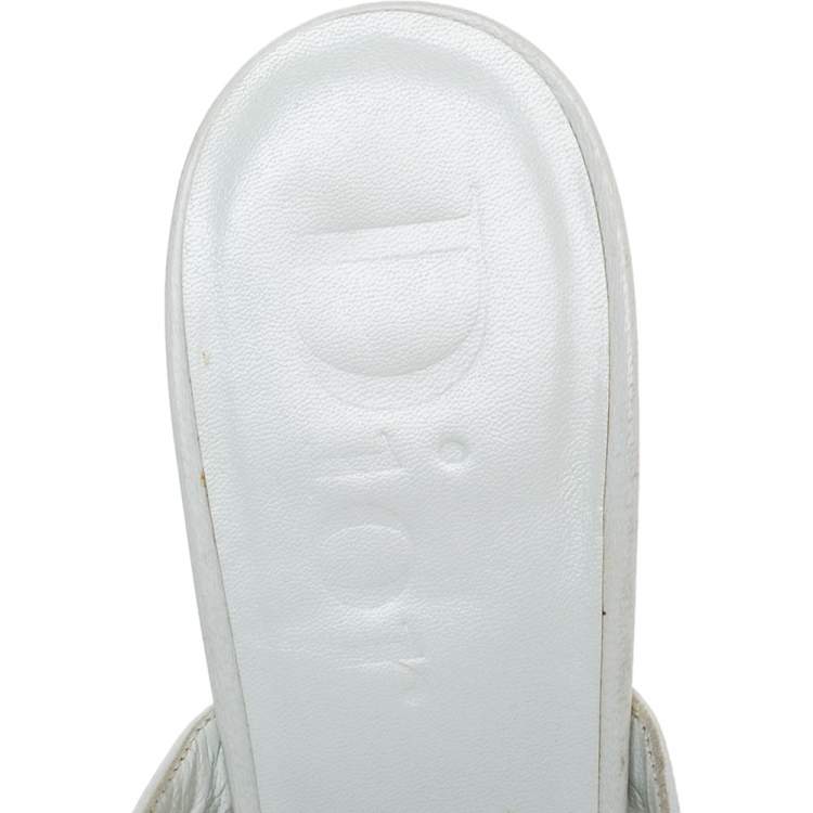 Pre Owned Dior White Cannage Leather Slide Sandals Size 41.5