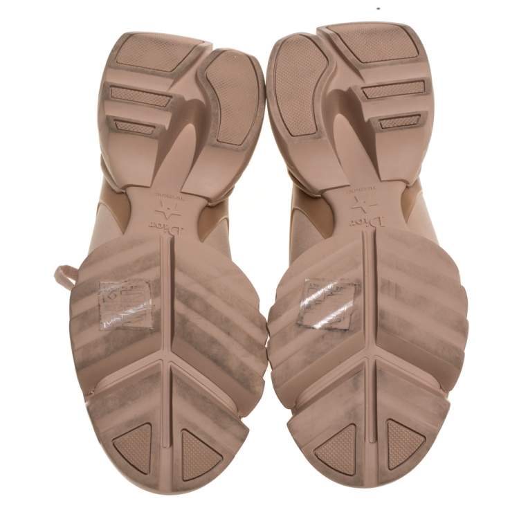 Pre Owned Dior Beige Stretch Fabric And Leather Trim D-Connect Low Top Sneakers Size 37.5