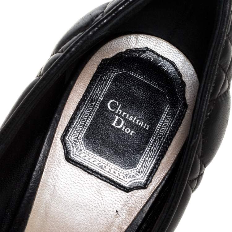 Pre Owned Dior Black Quilted Cannage Leather Pointed Toe Pumps 37.5 