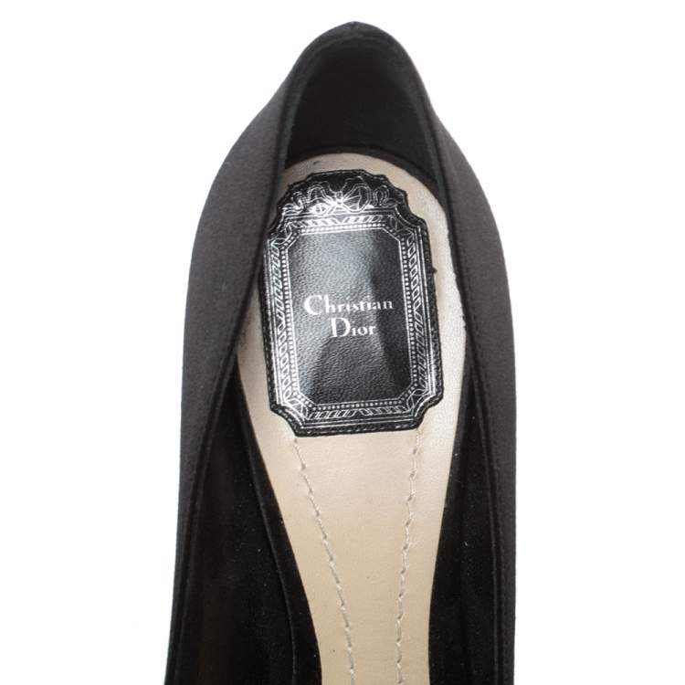 Pre Owned Dior Black Satin 'Comete' Pointed Toe Pumps Size 38