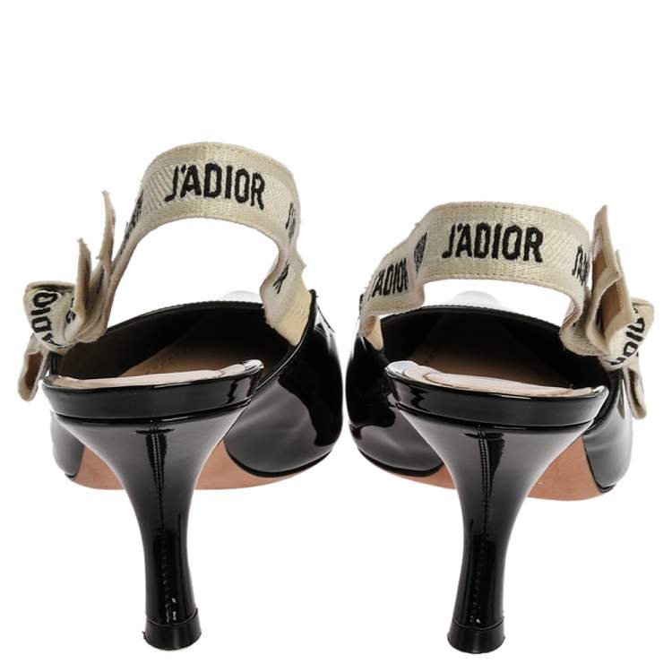 Pre Owned Dior Black Patent Leather J'adior Slingback Pumps Size 41