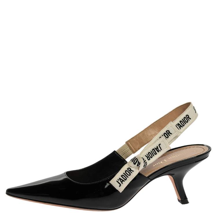 Pre Owned Dior Black Patent Leather J'adior Slingback Pumps Size 41
