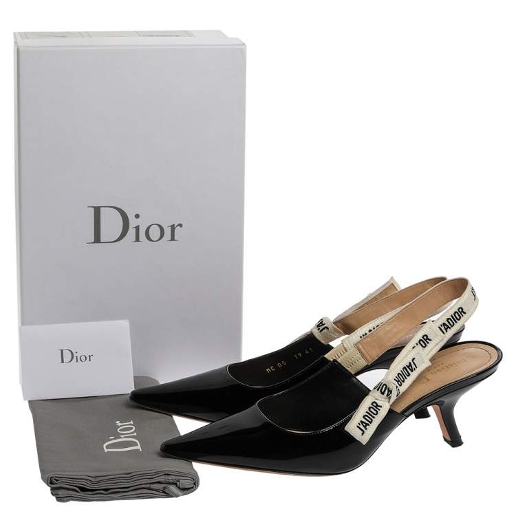 Pre Owned Dior Black Patent Leather J'adior Slingback Pumps Size 41