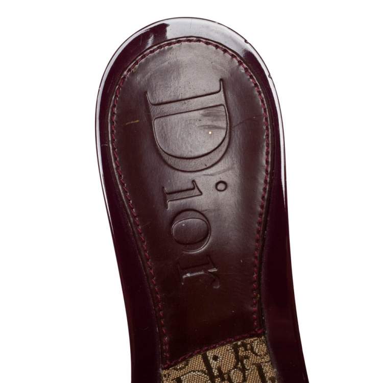 Pre Owned Dior Brown Monogram Canvas And Burgundy Suede Buckle Detail Slide Sandals Size 38