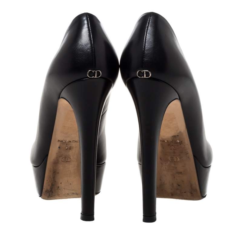 Pre Owned Dior Black Leather Platform Pumps Size 36