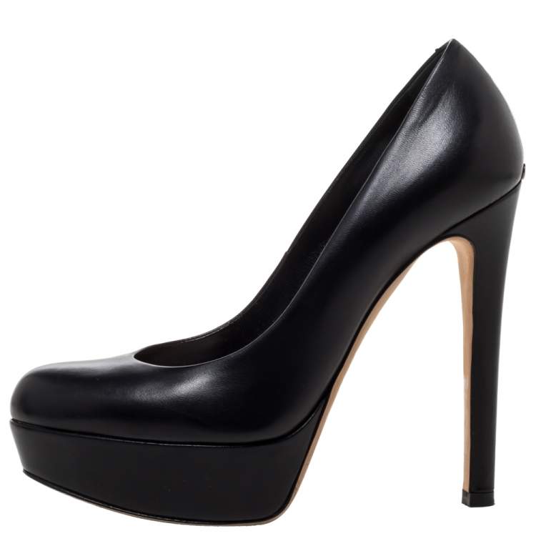 Pre Owned Dior Black Leather Platform Pumps Size 36