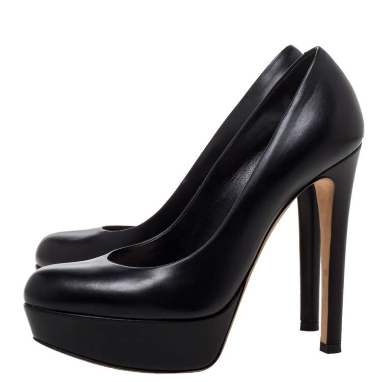 Pre Owned Dior Black Leather Platform Pumps Size 36
