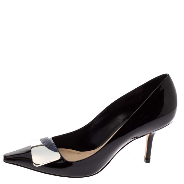 Pre Owned Dior Black Patent Leather Dior Eye Pointed Toe Pumps Size 36