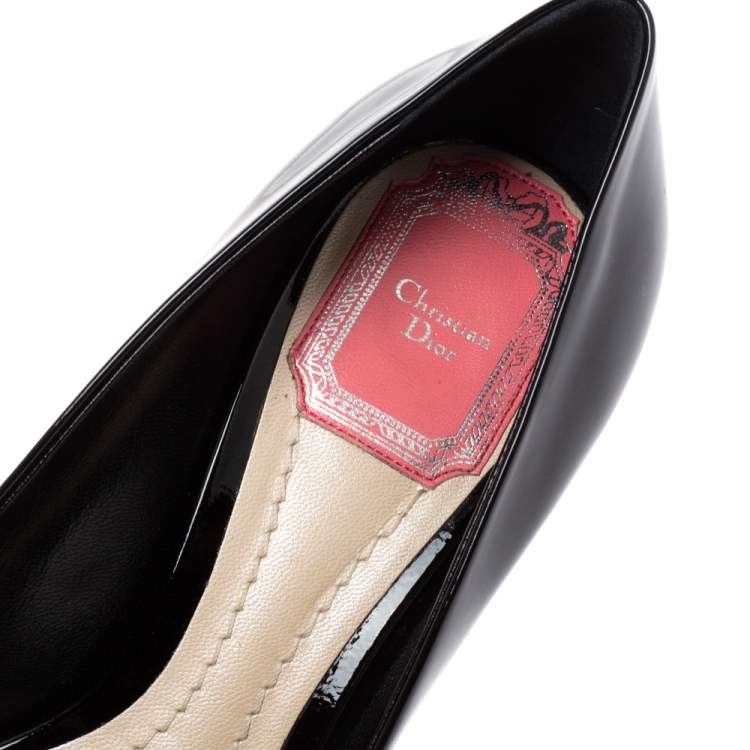 Pre Owned Dior Black Patent Leather Dior Eye Pointed Toe Pumps Size 36