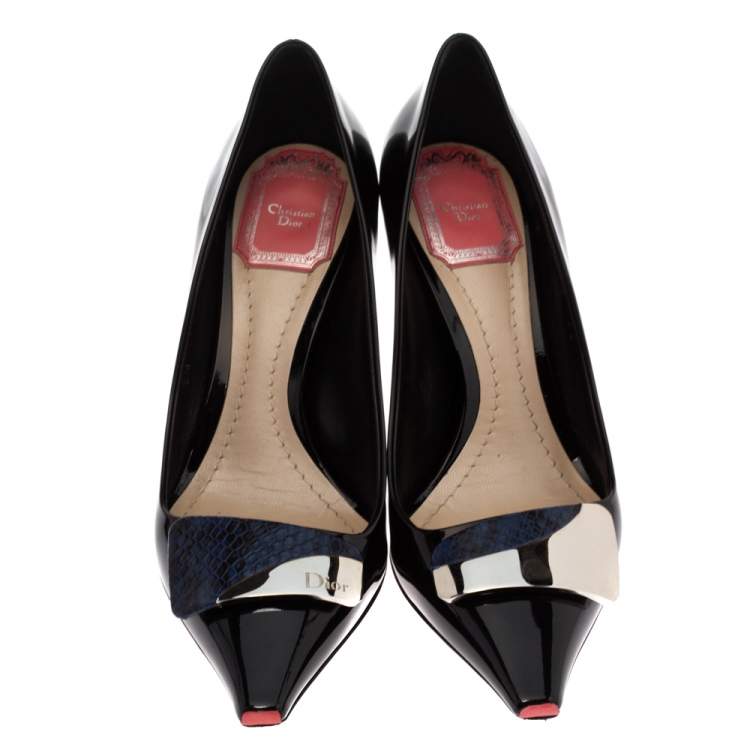 Pre Owned Dior Black Patent Leather Dior Eye Pointed Toe Pumps Size 36
