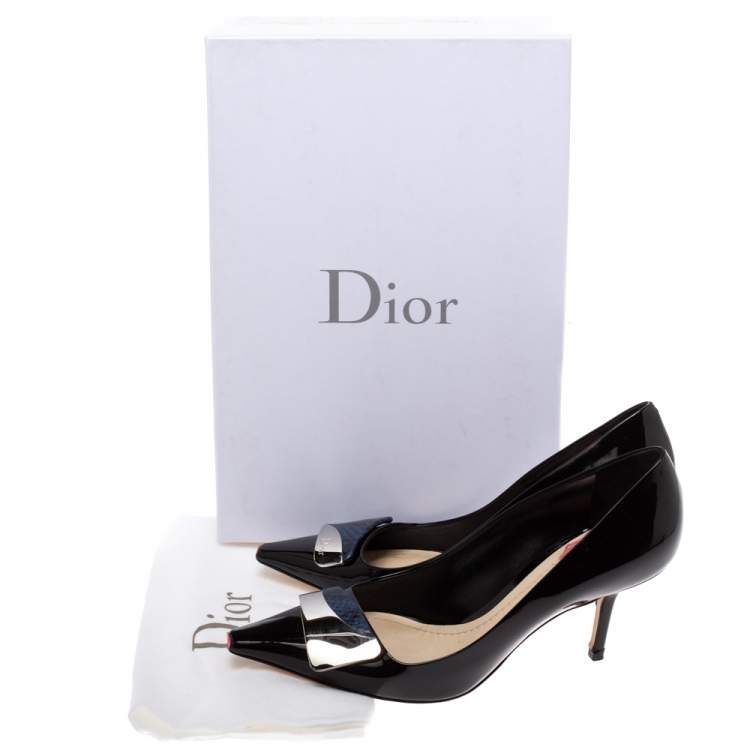 Pre Owned Dior Black Patent Leather Dior Eye Pointed Toe Pumps Size 36