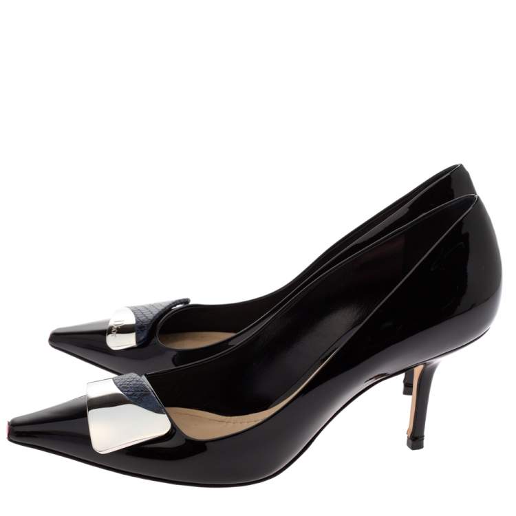 Pre Owned Dior Black Patent Leather Dior Eye Pointed Toe Pumps Size 36
