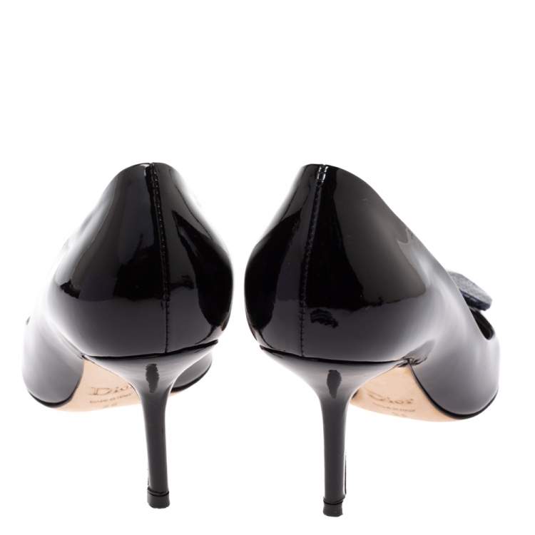 Pre Owned Dior Black Patent Leather Dior Eye Pointed Toe Pumps Size 36