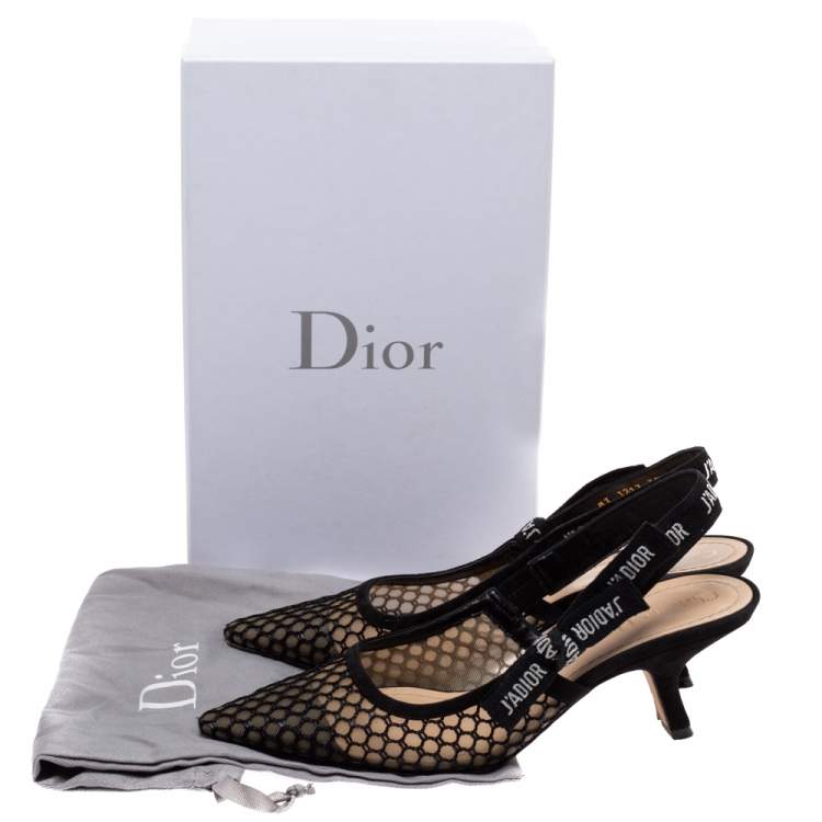 Pre Owned Dior Black Mesh J'Adior Slingback Sandals Size 39