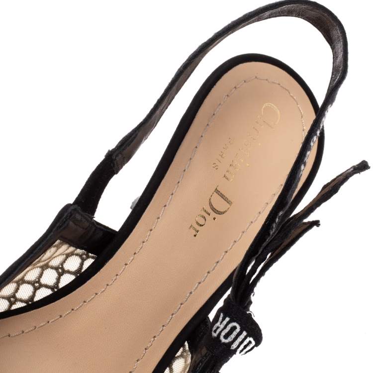 Pre Owned Dior Black Mesh J'Adior Slingback Sandals Size 39