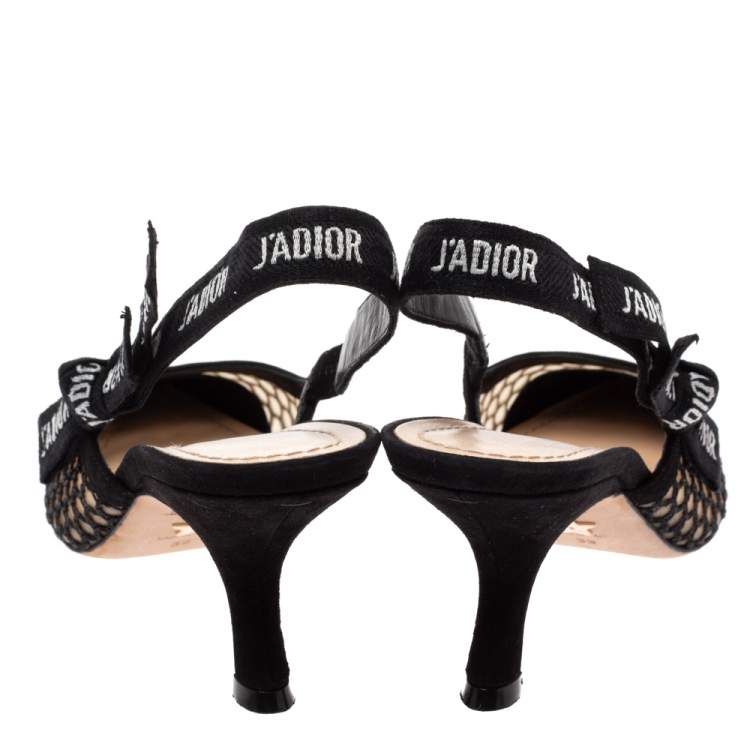 Pre Owned Dior Black Mesh J'Adior Slingback Sandals Size 39