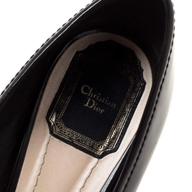 Pre Owned Dior Black Patent Leather Bow Pointed Toe Pumps Size 39
