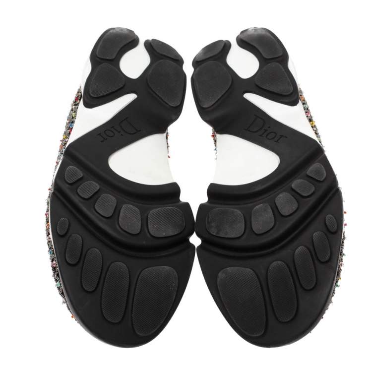 مملوكة مسبقًا Dior Black Mesh Embellished Fusion Low Top Sneakers Size 38