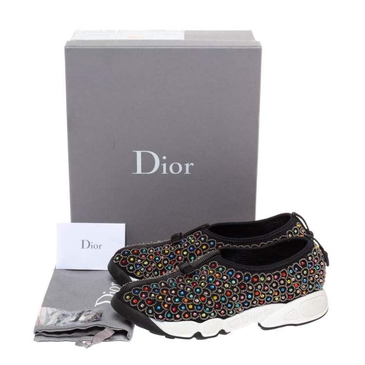 مملوكة مسبقًا Dior Black Mesh Embellished Fusion Low Top Sneakers Size 38