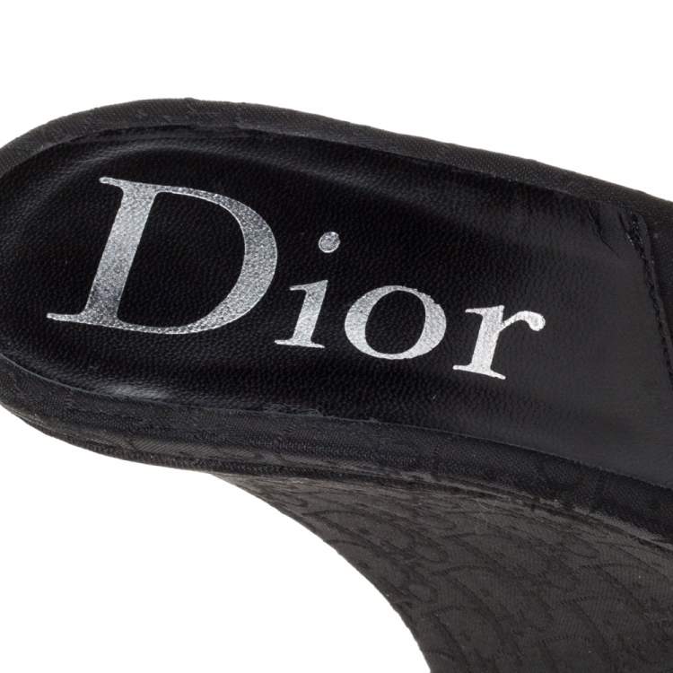 Pre Owned Dior Black Canvas Knotted Strappy Platform Sandals Size 38.5