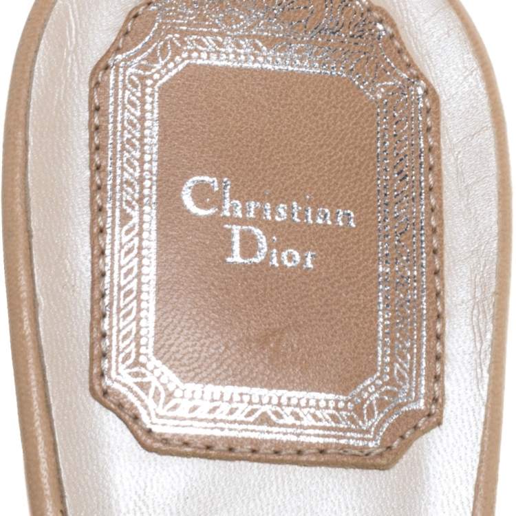Pre Owned Dior Beige Quilted Leather Buckle Detail Open Toe Sandals Size 39