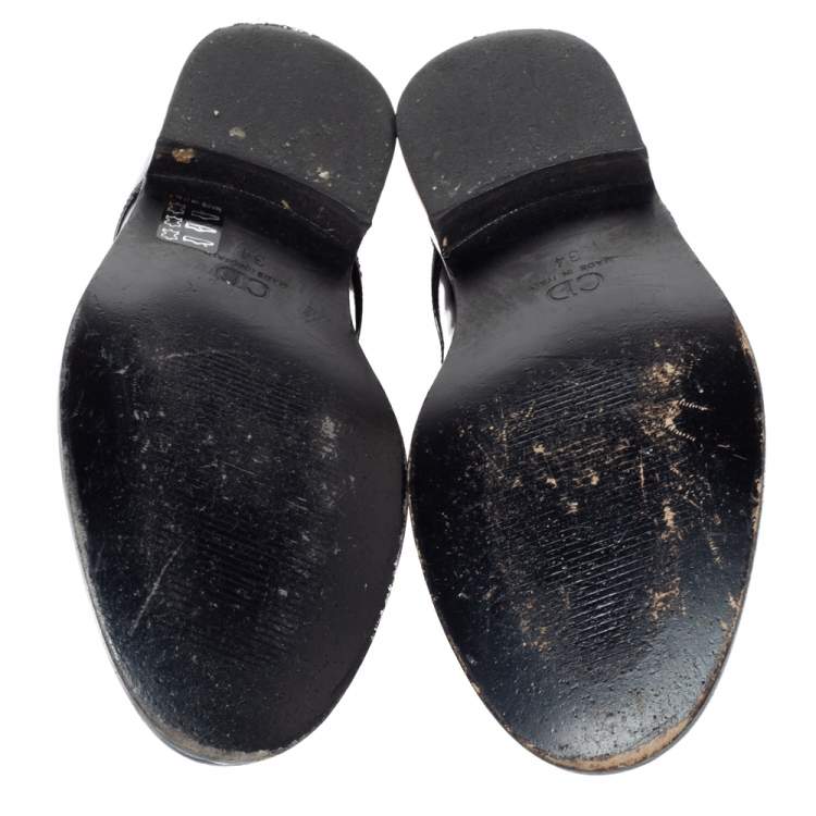 Pre Owned Dior Black Patent Leather Lace Up Derby Size 34