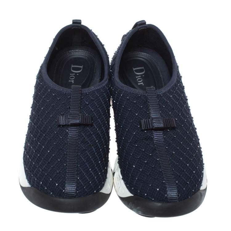Pre Owned Dior Back Mesh Fusion Bead Embellished Slip On Sneakers Size 36.5