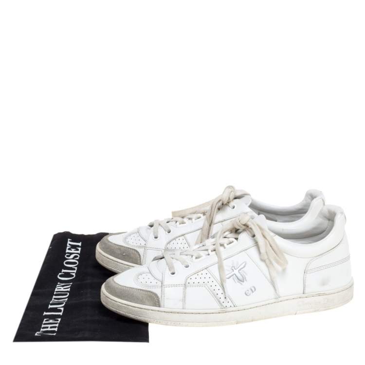 Pre Owned Dior White Leather D-Bee Low Top Sneakers Size 39