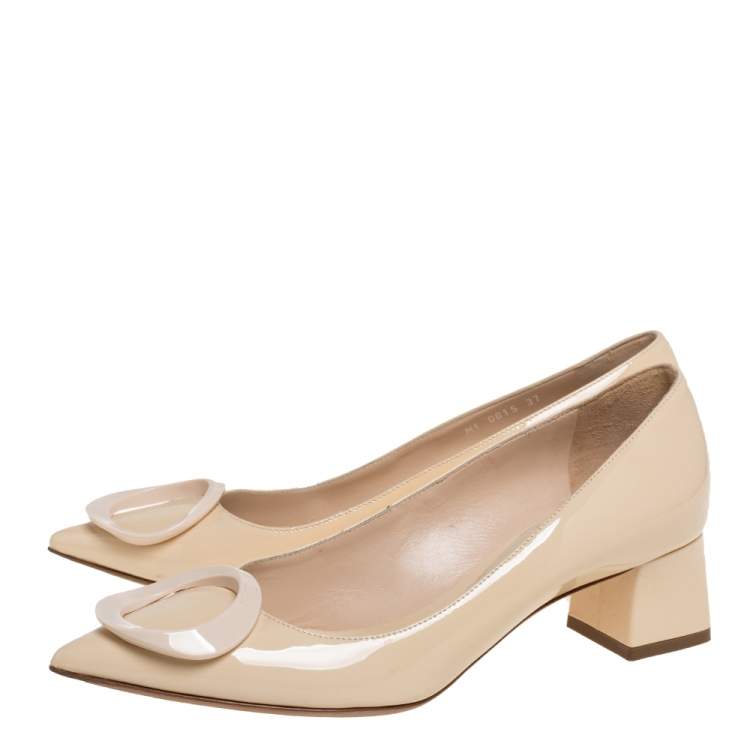 Pre Owned Dior Beige Patent Leather Pointed Toe Pumps Size 37