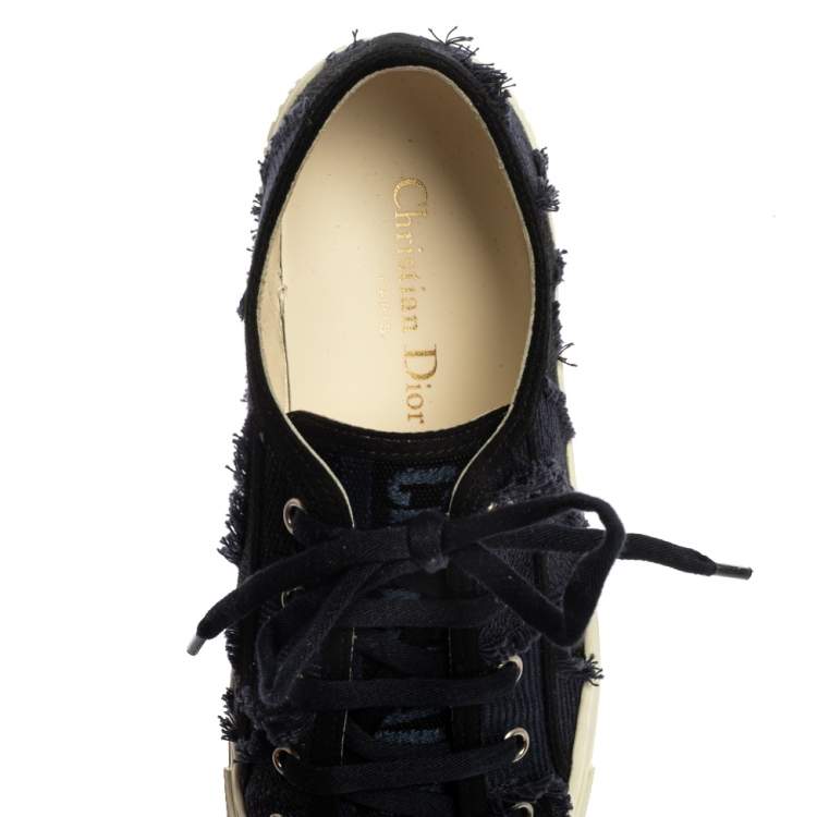 Pre Owned Dior Deep Blue Camo Canvas Walk'n'Dior Low-Top Sneakers Size 38