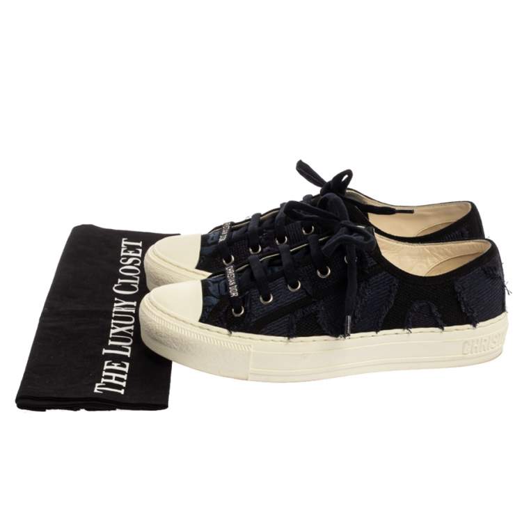 Pre Owned Dior Deep Blue Camo Canvas Walk'n'Dior Low-Top Sneakers Size 38