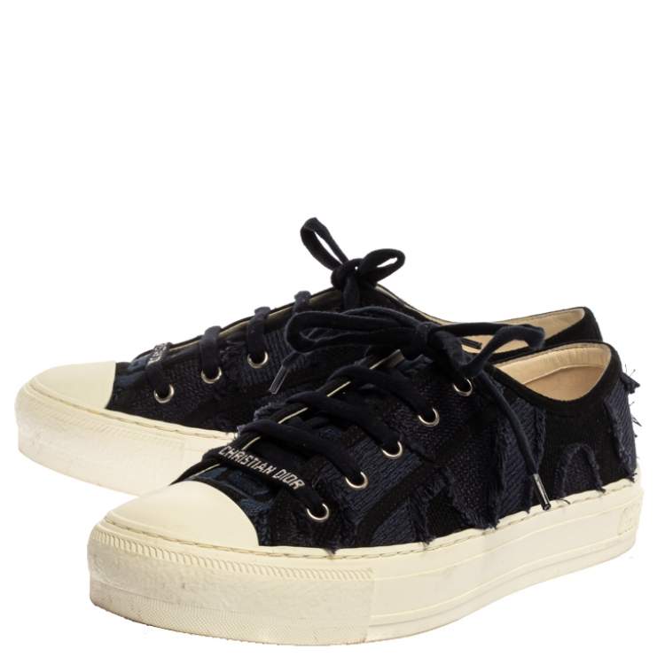 Pre Owned Dior Deep Blue Camo Canvas Walk'n'Dior Low-Top Sneakers Size 38