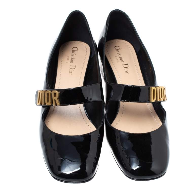 Pre Owned Dior Black Patent Leather Baby-D Mary Jane Pumps Size 40.5