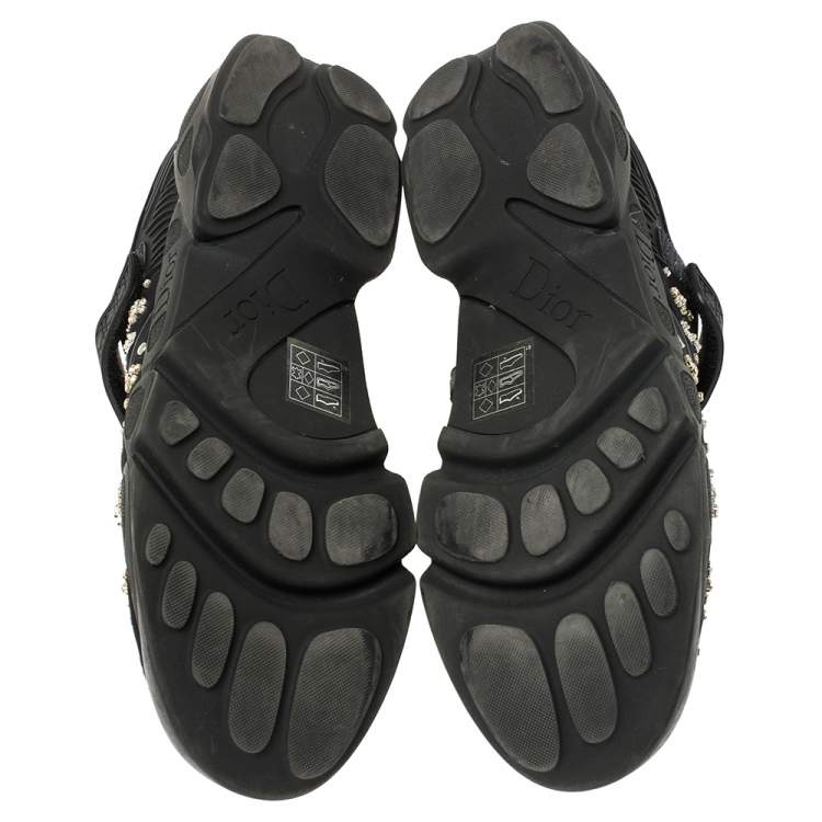 مملوكة مسبقًا Dior Black Mesh Fusion Crystal Embellished Slip On Sneakers Size 41